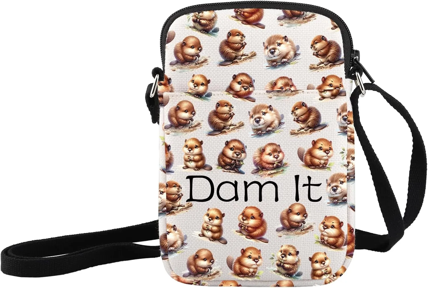 JXGZSO Funny Beaver Cosmetic Bag Beaver Lover Gift Rodent Beaver Dam It Makeup Pouch Bag
