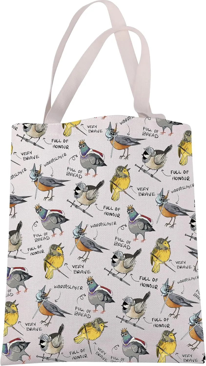 JXGZSO Funny Bird Knight Tote Bag Bird Lover Gift Bird Meme Shoulder Bag