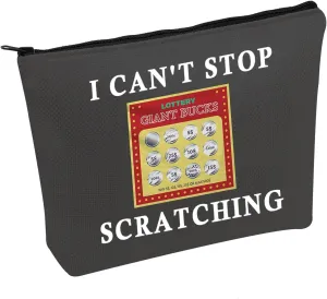 JXGZSO Funny Lottery Scratching Gift I Can't Stop Scratching Makeup Bag Casino Scratch Off Bag Scratch Ticket Gift For Casino Lover Lottery player (Lotto ticket black)
