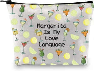 JXGZSO Margarita Themed Toiletry Bag Margarita Is My Love Language Cosmetic Bag Drinking Lover Gift Bartender Retirement Gifts