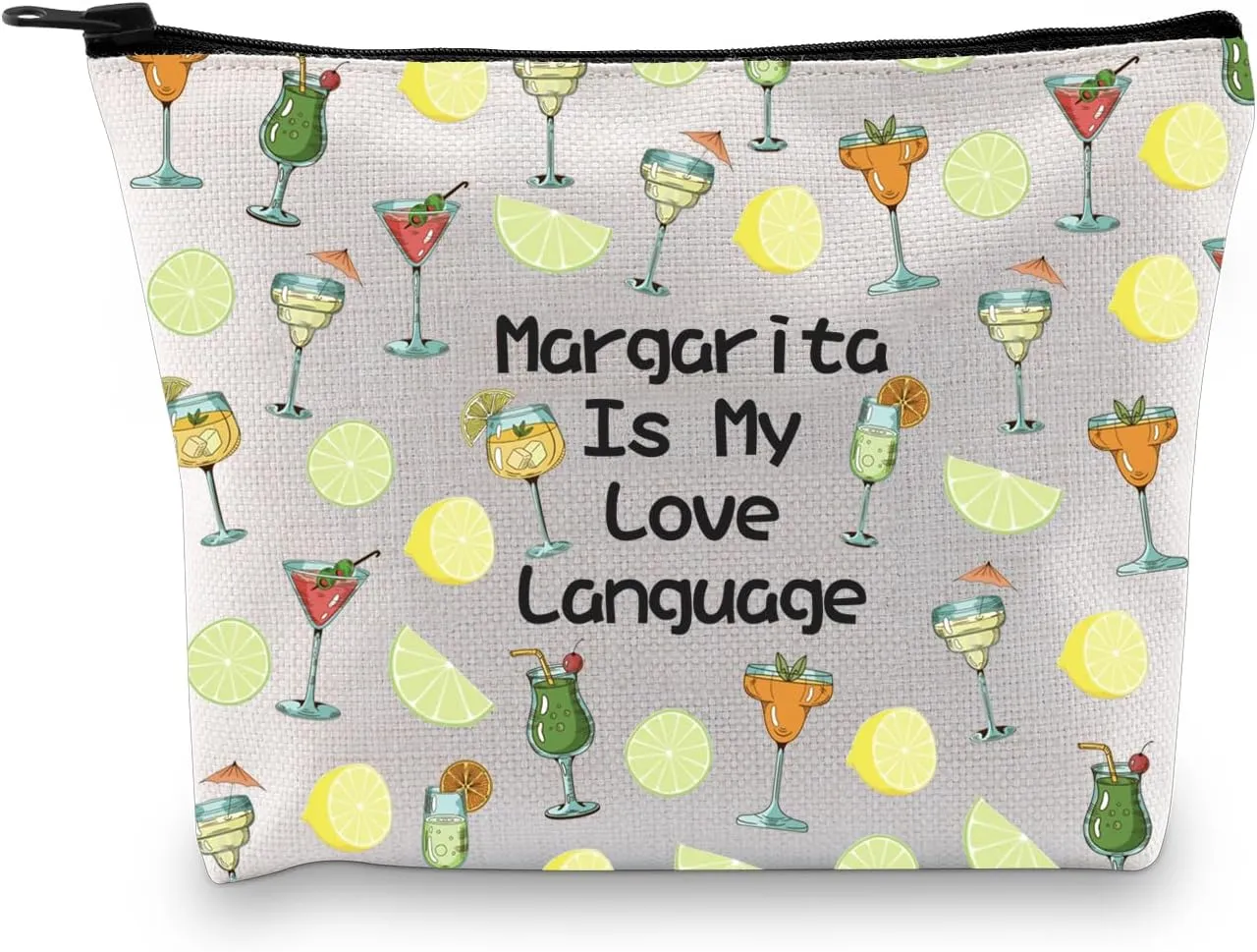 JXGZSO Margarita Themed Toiletry Bag Margarita Is My Love Language Cosmetic Bag Drinking Lover Gift Bartender Retirement Gifts
