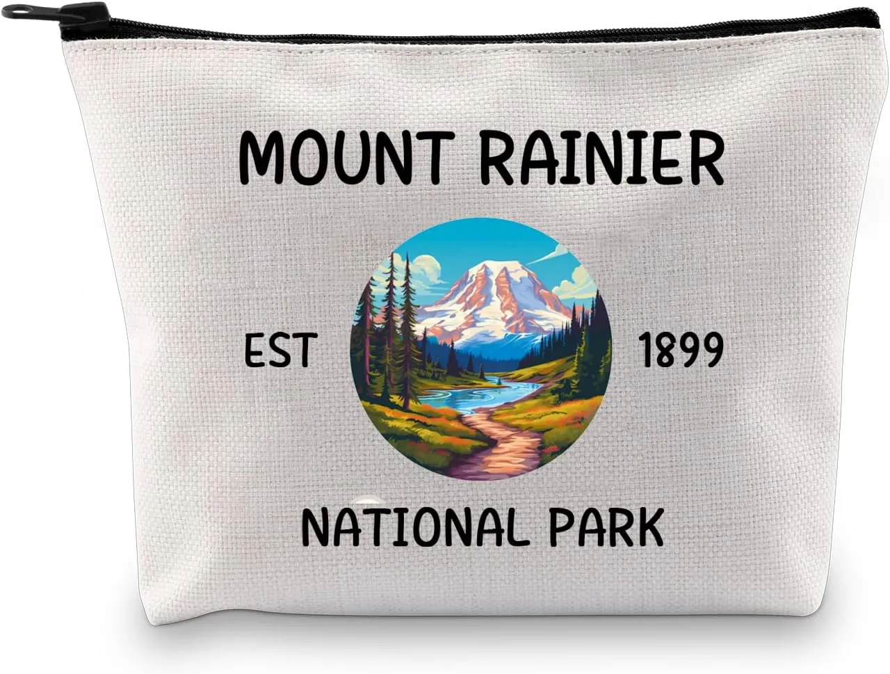 JXGZSO Mount Rainier National Park Cosmetic Bag National Park Gift Mount Rainier Travel Makeup Bag Camping Gift Mountain Lover Gift Adventure Pouch