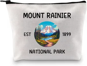 JXGZSO Mount Rainier National Park Cosmetic Bag National Park Gift Mount Rainier Travel Makeup Bag Camping Gift Mountain Lover Gift Adventure Pouch