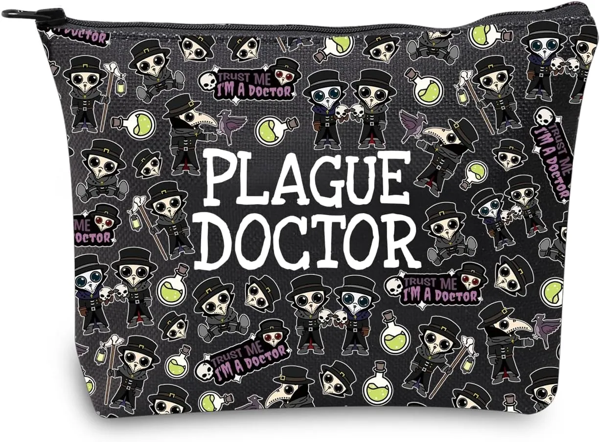 JXGZSO Plague Doctor Cosmetic Bag - Cryptozoology Gift - Mythical Creature Makeup Bag (Black)