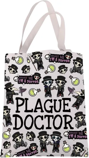 JXGZSO Plague Doctor Cryptid Tote Canvas Bag Cryptozoology Gift Cryptid Creature Gift Mythical Plague Doctor Handbag
