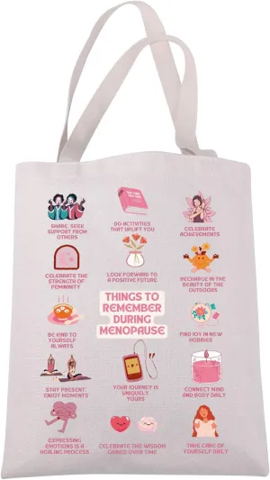 JXGZSO Self Love Gift Things To Remember During Menopause Tote Bag Mental Health Quote Shoulder Bag Self Care Inspired Gift