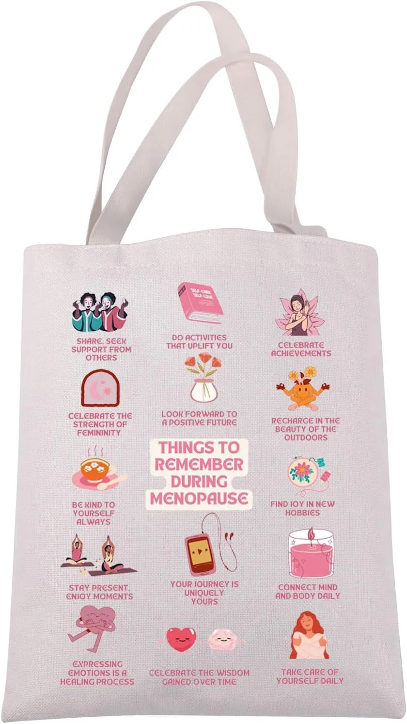 JXGZSO Self Love Gift Things To Remember During Menopause Tote Bag Mental Health Quote Shoulder Bag Self Care Inspired Gift