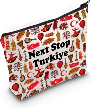 JXGZSO Turkiye Symbols Souvenir Bag Traveler Gift Next Stop Turkiye Makeup Bag Turkiye Lover Gift Turkiye landmark Gift
