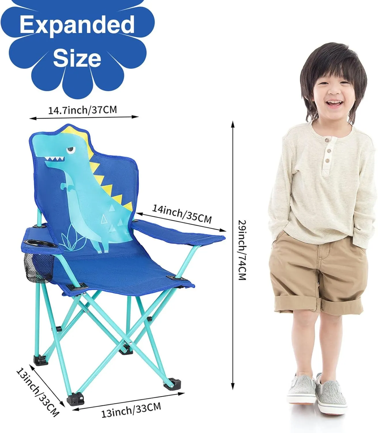 KABOER Kids Outdoor Folding Lawn and Camping Chair with Cup Holder and Carrying Bag, Children's Camping Chairs