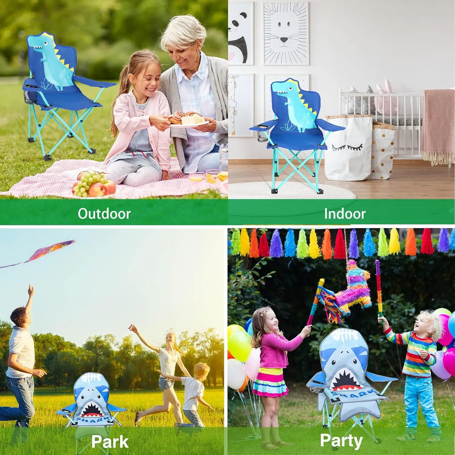 KABOER Kids Outdoor Folding Lawn and Camping Chair with Cup Holder and Carrying Bag, Children's Camping Chairs