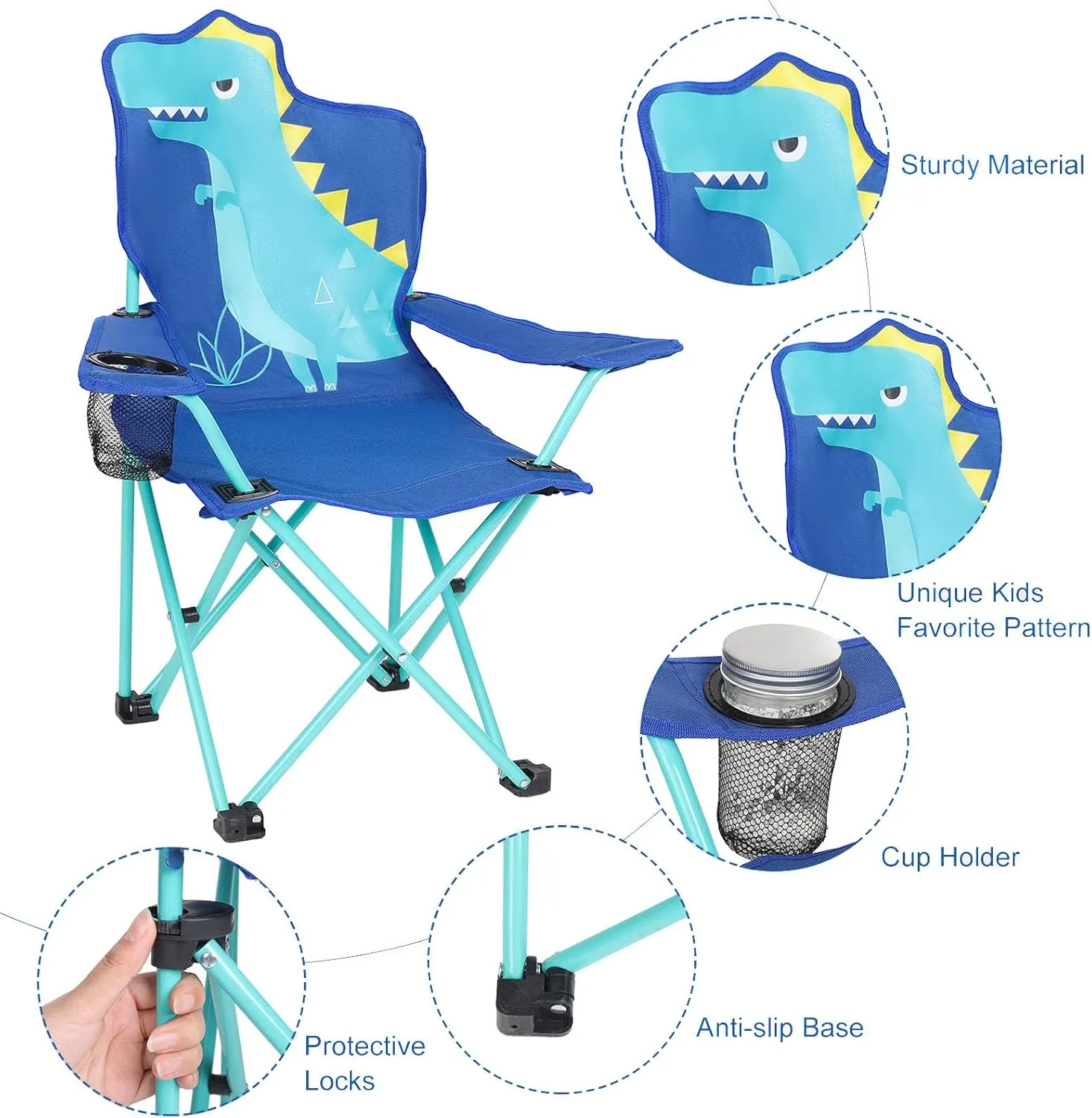 KABOER Kids Outdoor Folding Lawn and Camping Chair with Cup Holder and Carrying Bag, Children's Camping Chairs