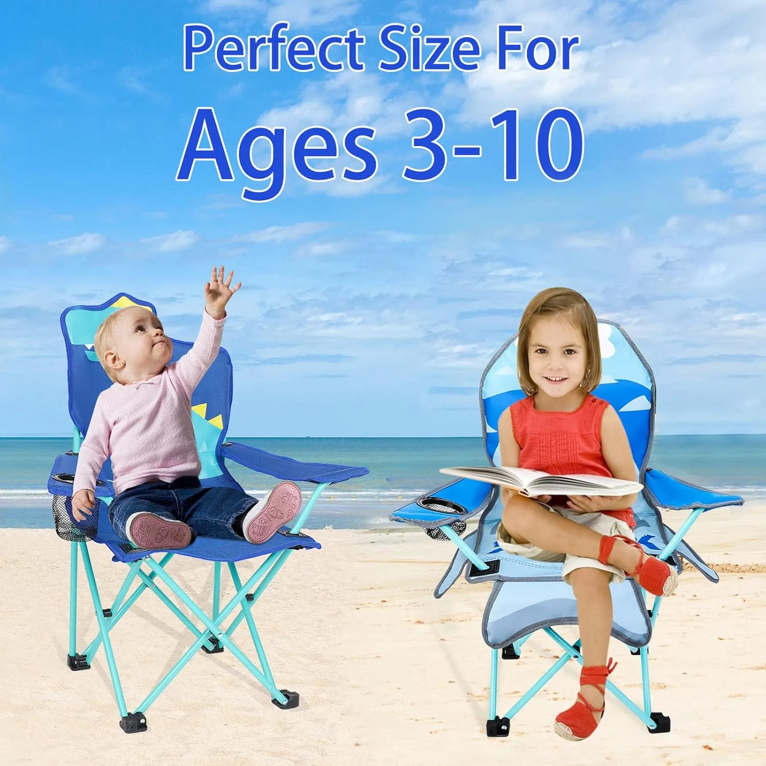 KABOER Kids Outdoor Folding Lawn and Camping Chair with Cup Holder and Carrying Bag, Children's Camping Chairs