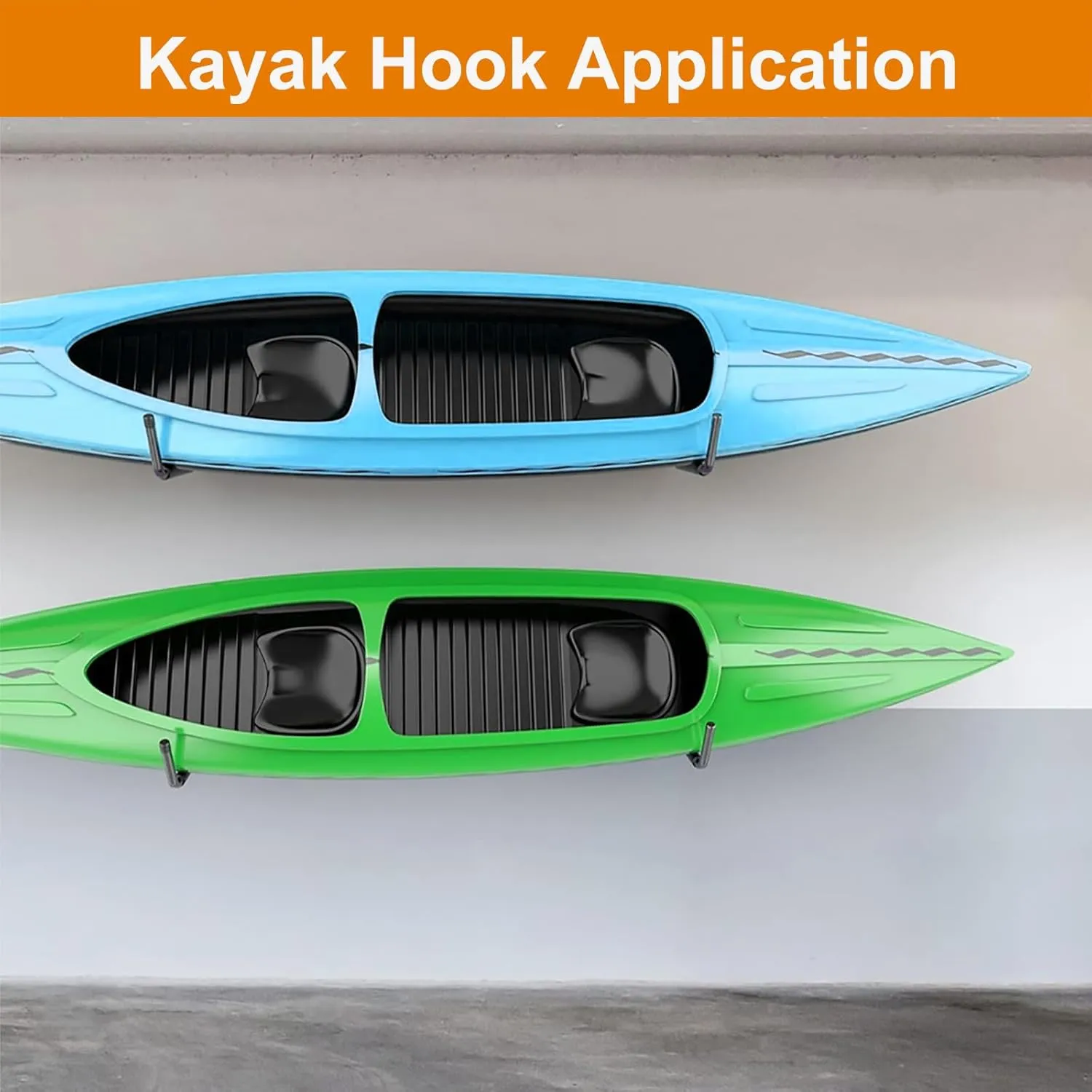Kayak Storage Rack Wall Mount (15"), Kayak Hooks, Heavy Duty Garage Storage Hooks (6packs) for 3 Kayaks Suitable for Hanging Ladders, Bikes, Kayak Storage Racks