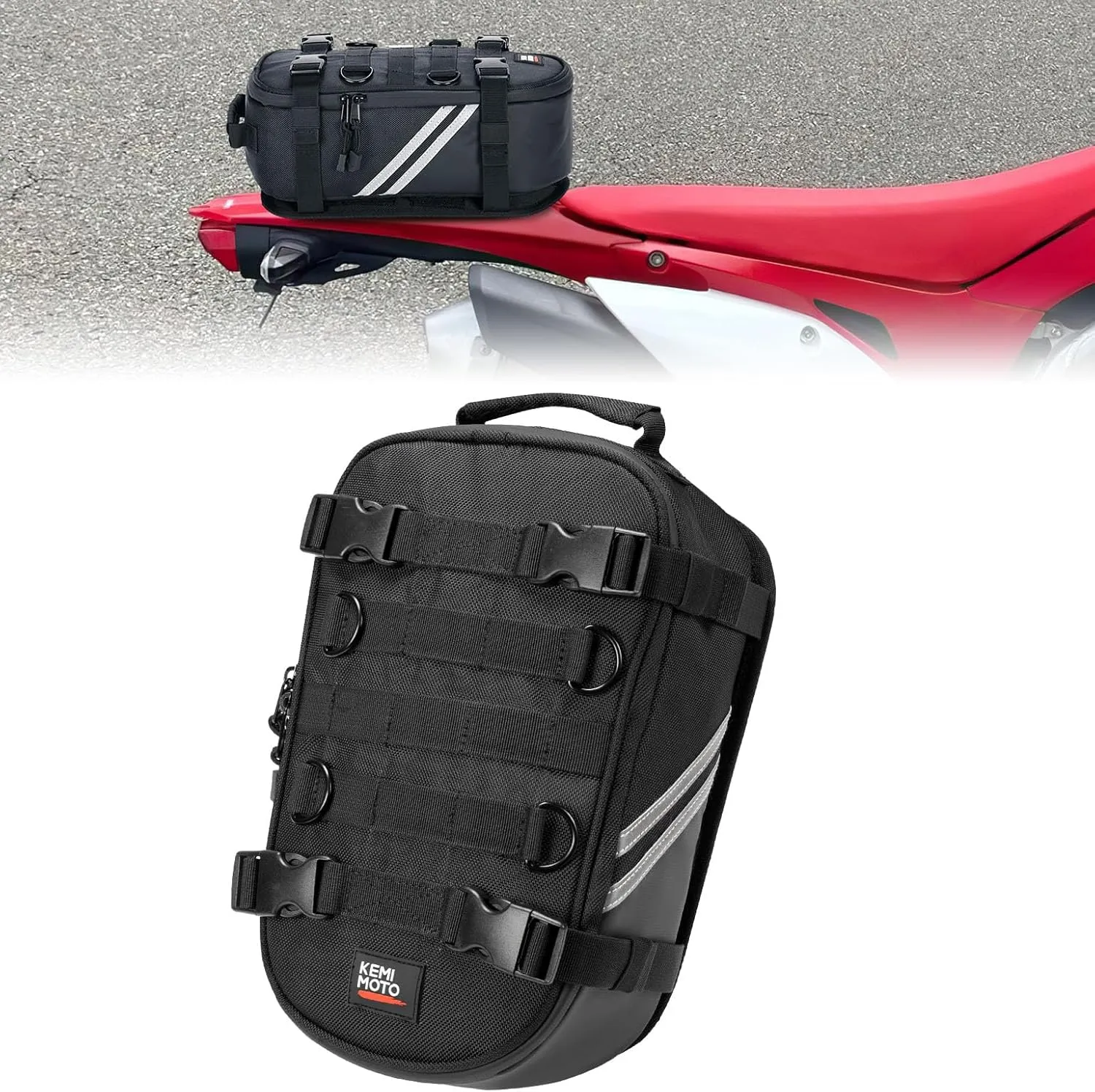 KEMIMOTO Motorcycle Rear Fender Tail Bag 6L Dirt Bike Enduro Tool Roll Bags Universal Storage Fit for Adventure Off Road Bike Motocross Dual Sport