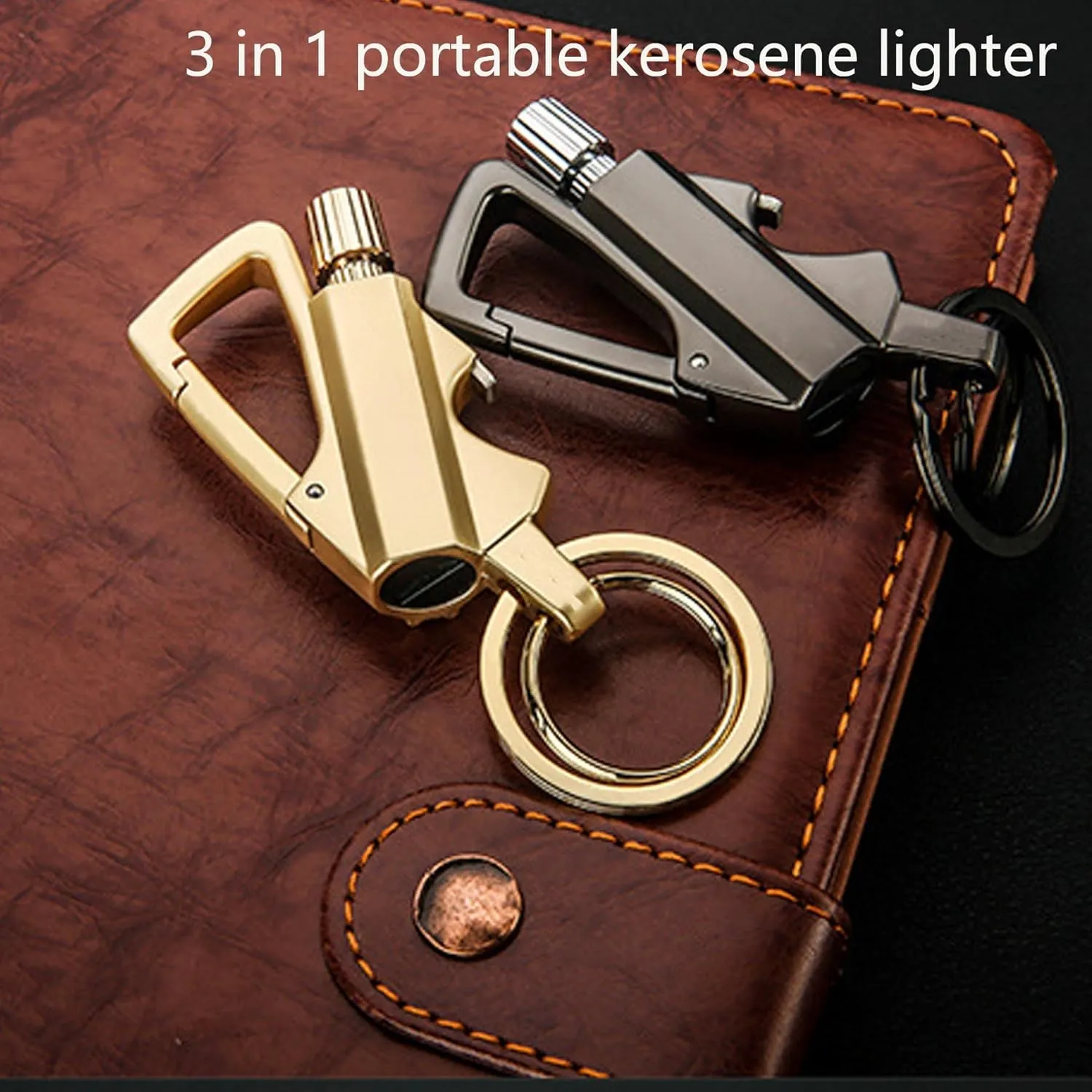 Keychain Lighter Waterproof Match Outdoor Camping Permanent Lighter Matchstick with Keychain and Bottle Opener(1pack-Silver)