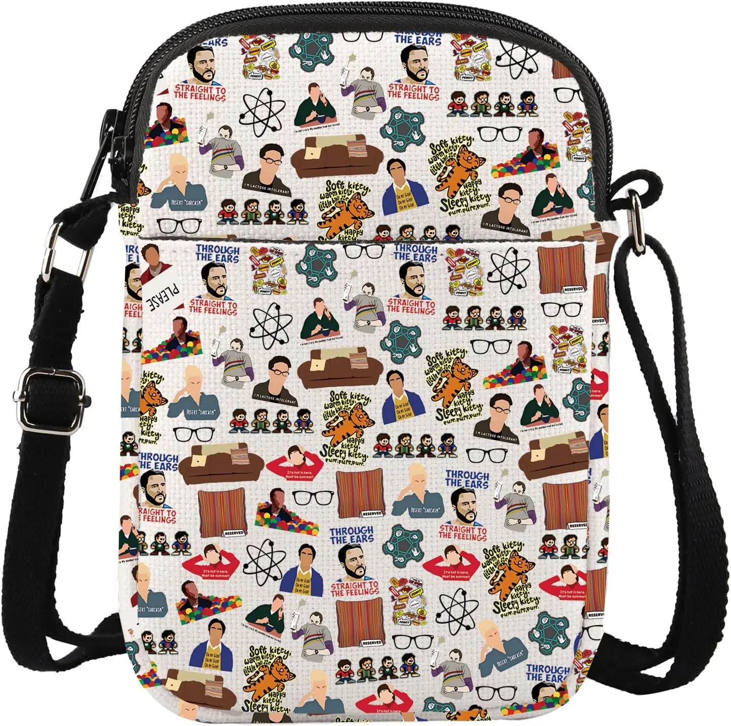 KEYCHIN Sitcom Inspired Crossbody Bag Scissors Lizard Spock Gifts Soft Kitty Warm Kitty Gifts Physics Theory Shoulder Bag