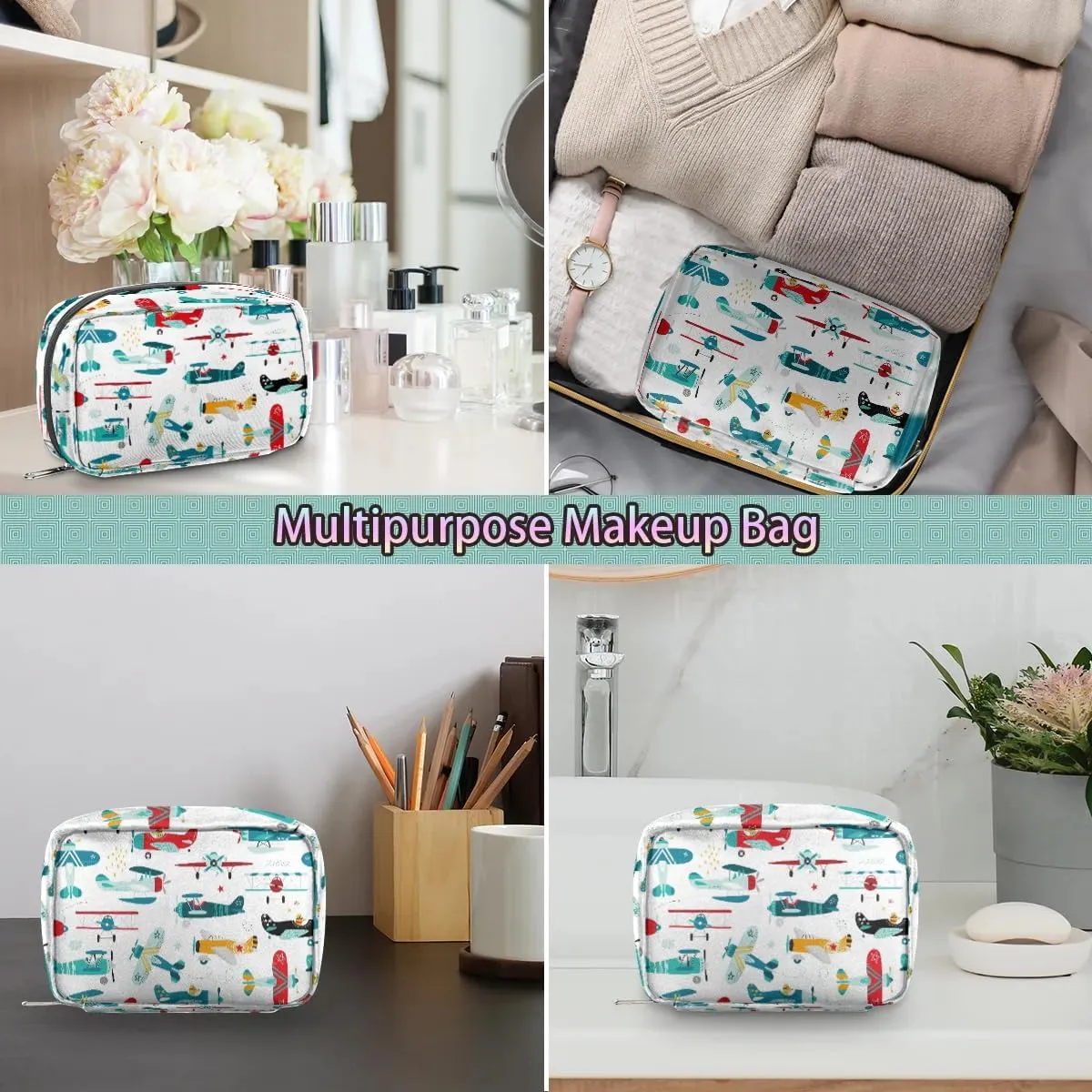 Kids Toiletry Bag for Boys, Cute Small Airplane Wash Bag for Teens Boys Waterproof Cosmetic Weekender Bag Toddler Traveling Toiletries