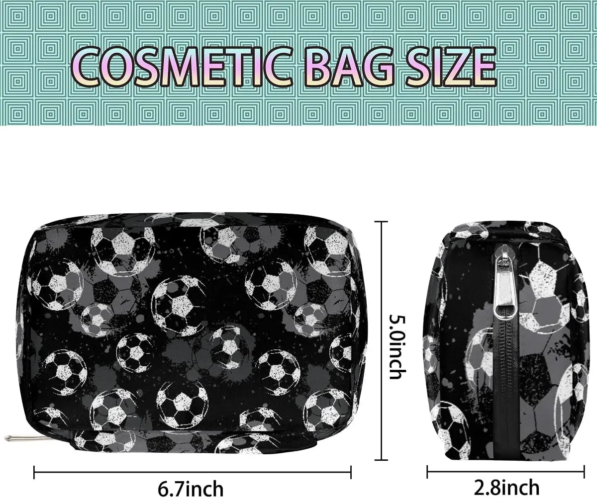 Kids Toiletry Bag for Boys, Cute Small Black and White Soccer Wash Bag for Little Young Boys Waterproof Cosmetic Weekender Bag Toddler Traveling Toiletries