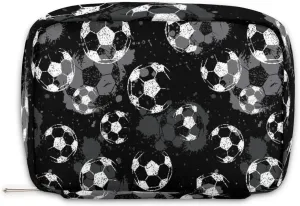 Kids Toiletry Bag for Boys, Cute Small Black and White Soccer Wash Bag for Little Young Boys Waterproof Cosmetic Weekender Bag Toddler Traveling Toiletries