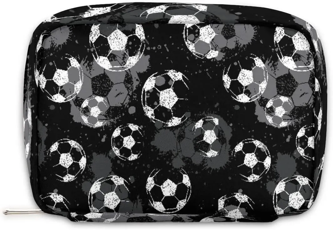 Kids Toiletry Bag for Boys, Cute Small Black and White Soccer Wash Bag for Little Young Boys Waterproof Cosmetic Weekender Bag Toddler Traveling Toiletries