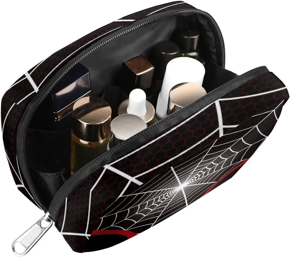Kids Toiletry Bag for Boys, Cute Small Black Spider Web Wash Bag for Little Young Boys Waterproof Cosmetic Weekender Bag Toddler Traveling Toiletries