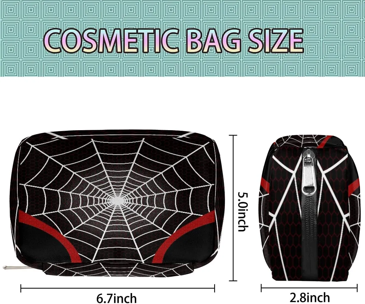 Kids Toiletry Bag for Boys, Cute Small Black Spider Web Wash Bag for Little Young Boys Waterproof Cosmetic Weekender Bag Toddler Traveling Toiletries