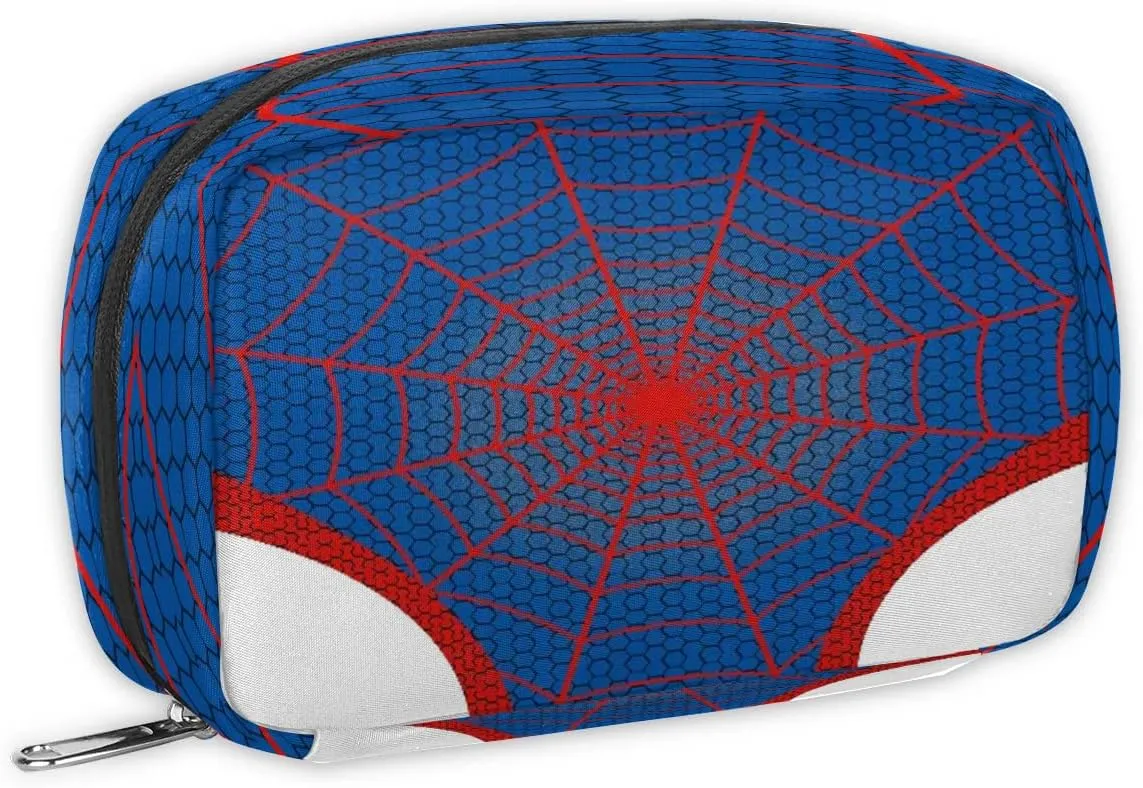 Kids Toiletry Bag for Boys, Cute Small Blue Spider Web Wash Bag for Little Young Boys Waterproof Cosmetic Weekender Bag Toddler Traveling Toiletries