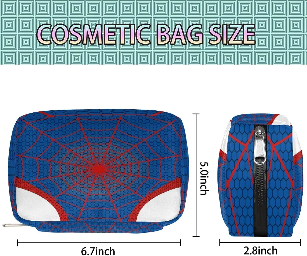Kids Toiletry Bag for Boys, Cute Small Blue Spider Web Wash Bag for Little Young Boys Waterproof Cosmetic Weekender Bag Toddler Traveling Toiletries