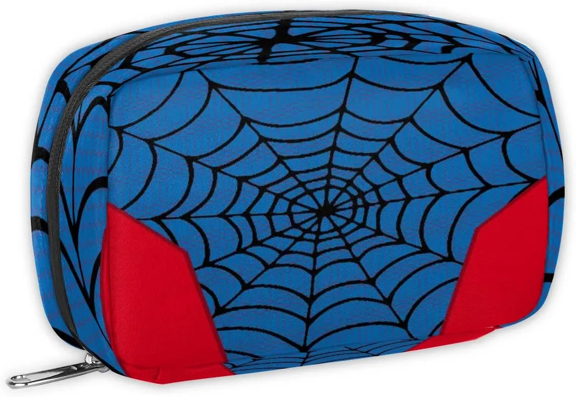 Kids Toiletry Bag for Boys, Cute Small Blue Spider Web Wash Bag for Teens Boys Waterproof Cosmetic Weekender Bag Toddler Traveling Toiletries