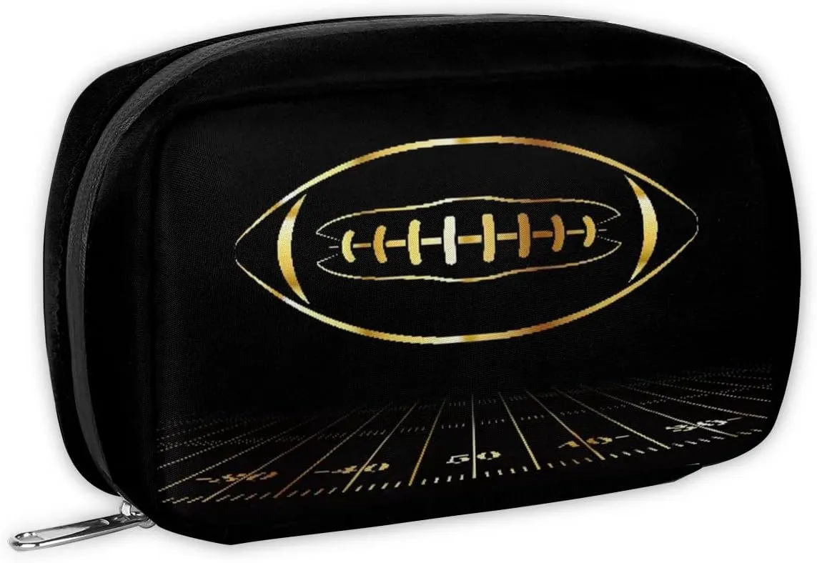 Kids Toiletry Bag for Boys, Cute Small Gold Football Wash Bag for Little Young Boys Waterproof Cosmetic Weekender Bag Toddler Traveling Toiletries
