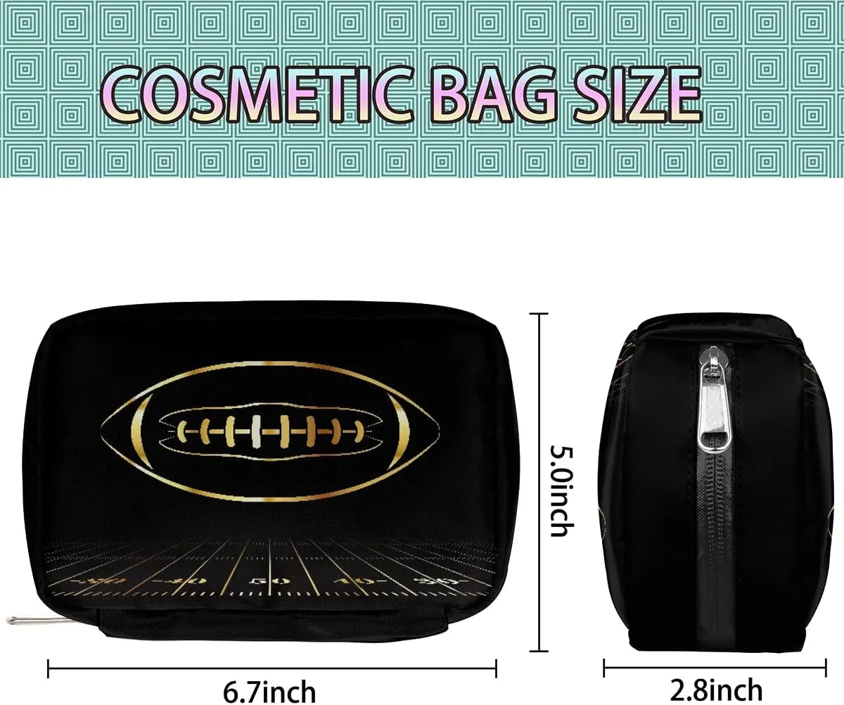 Kids Toiletry Bag for Boys, Cute Small Gold Football Wash Bag for Little Young Boys Waterproof Cosmetic Weekender Bag Toddler Traveling Toiletries