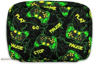 Kids Toiletry Bag for Boys, Cute Small Green Game Controller Wash Bag for Little Young Boys Waterproof Cosmetic Weekender Bag Toddler Traveling Toiletries