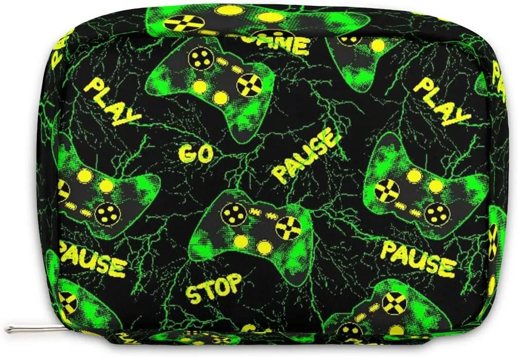 Kids Toiletry Bag for Boys, Cute Small Green Game Controller Wash Bag for Little Young Boys Waterproof Cosmetic Weekender Bag Toddler Traveling Toiletries