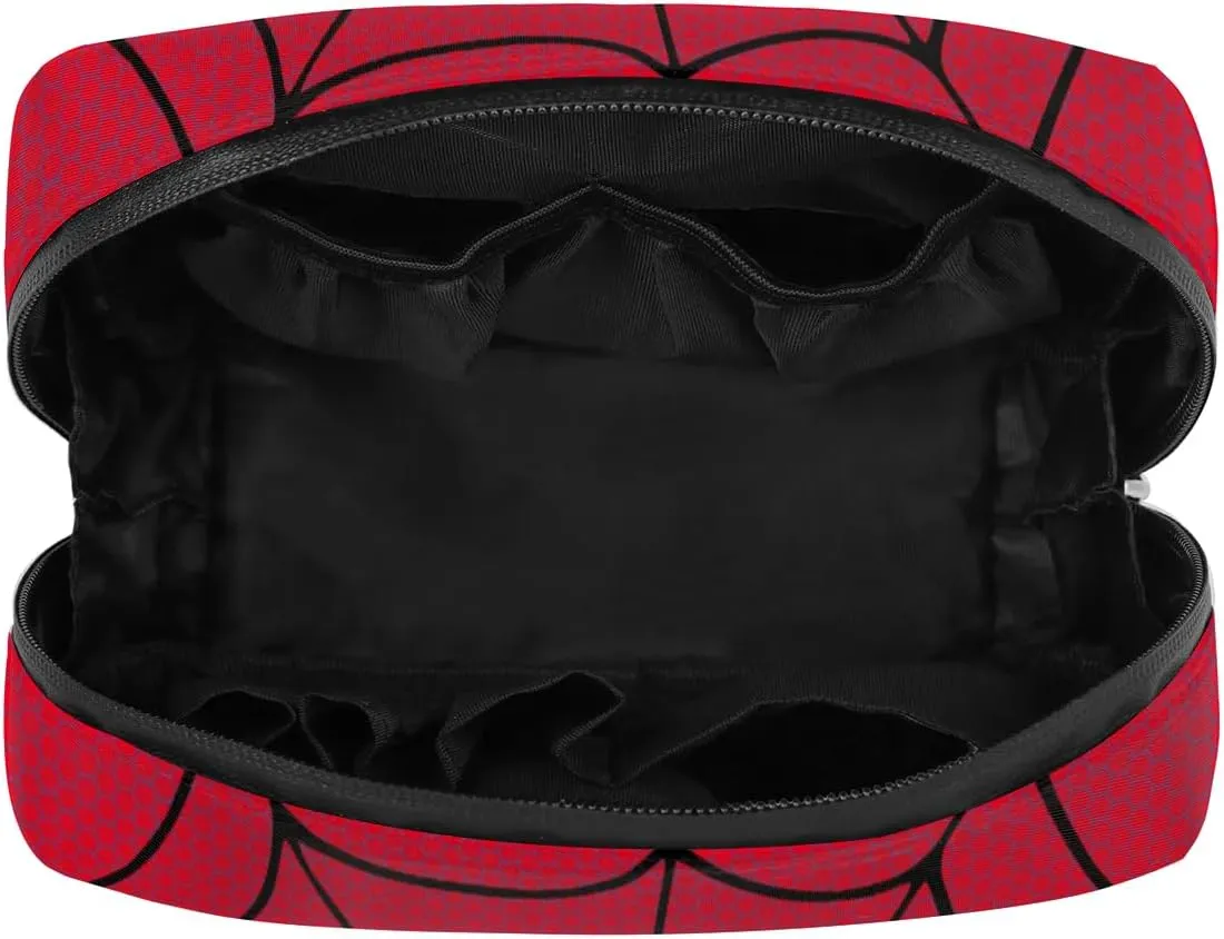 Kids Toiletry Bag for Boys, Cute Small Wash Bag for Little Young Boys Waterproof Cosmetic Weekender Bag Toddler Traveling Toiletries, Red Spider Web