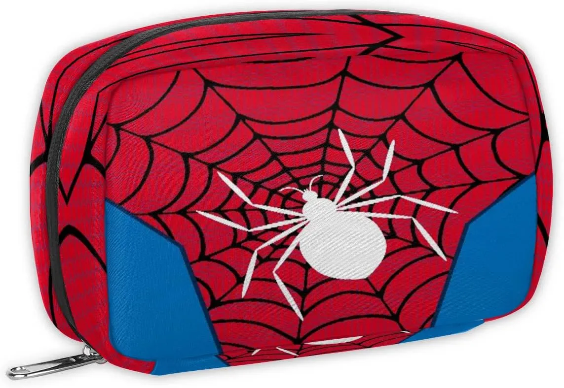 Kids Toiletry Bag for Boys, Cute Small Wash Bag for Little Young Boys Waterproof Cosmetic Weekender Bag Toddler Traveling Toiletries, Red Spider Web