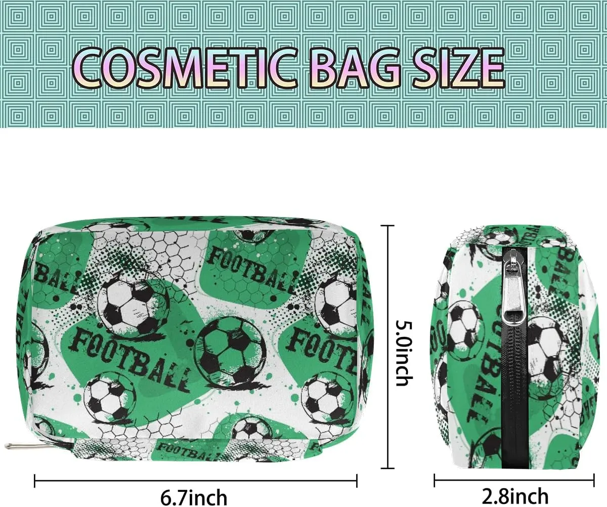 Kids Toiletry Bag for Boys, Small Cute Green Soccer Wash Bag for Little Young Boys Waterproof Cosmetic Weekender Bag Toddler Traveling Toiletries
