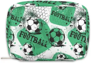 Kids Toiletry Bag for Boys, Small Cute Green Soccer Wash Bag for Little Young Boys Waterproof Cosmetic Weekender Bag Toddler Traveling Toiletries