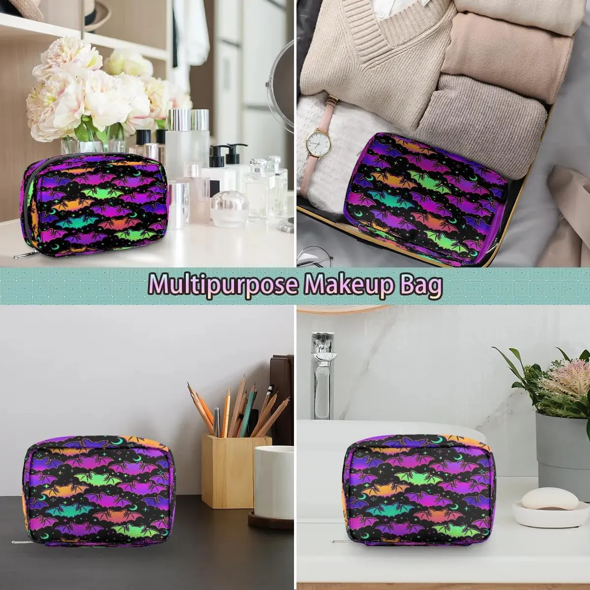 Kids Toiletry Bag for Boys, Small Cute Halloween Bat Wash Bag for Little Young Boys Waterproof Cosmetic Weekender Bag Toddler Traveling Toiletries