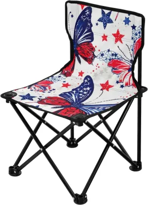 Kigai Folding Camping Chair Heavy Duty Chair Ultralight Compact Portable Beach Chair for Outdoor Camp, Hiking, Travel, Beach, Sporting Event and Picnic, American Butterflies