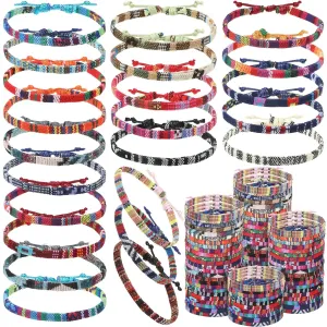 Kigeli 200 Pcs Boho Surfer Bracelets for Men Women Unisex Handmade Braided Bracelet Adjustable Surfer Ankle Waterproof Beach Bracelet String Rope Jewelry for Adults Teen(Mixed Color)