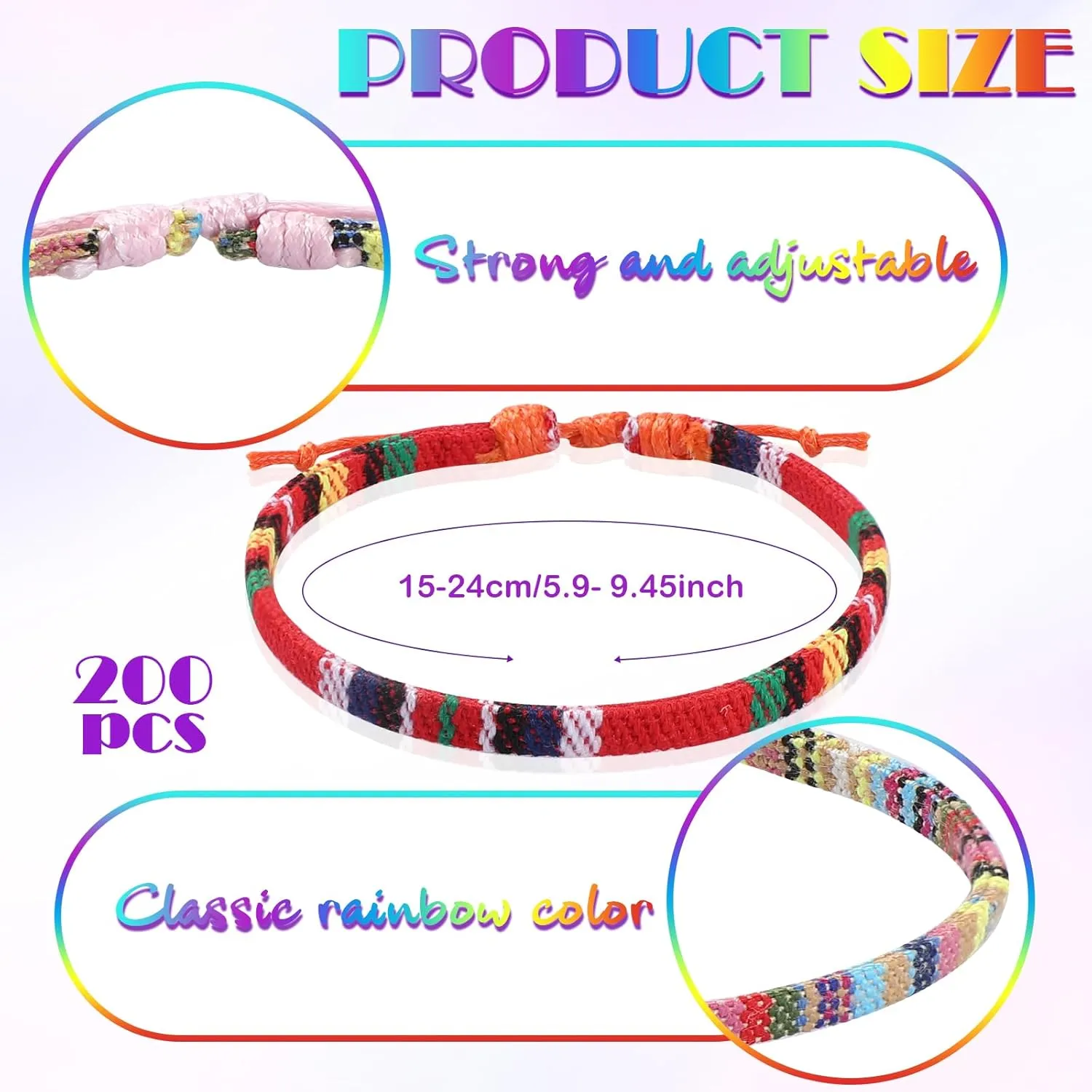 Kigeli 200 Pcs Boho Surfer Bracelets for Men Women Unisex Handmade Braided Bracelet Adjustable Surfer Ankle Waterproof Beach Bracelet String Rope Jewelry for Adults Teen(Mixed Color)