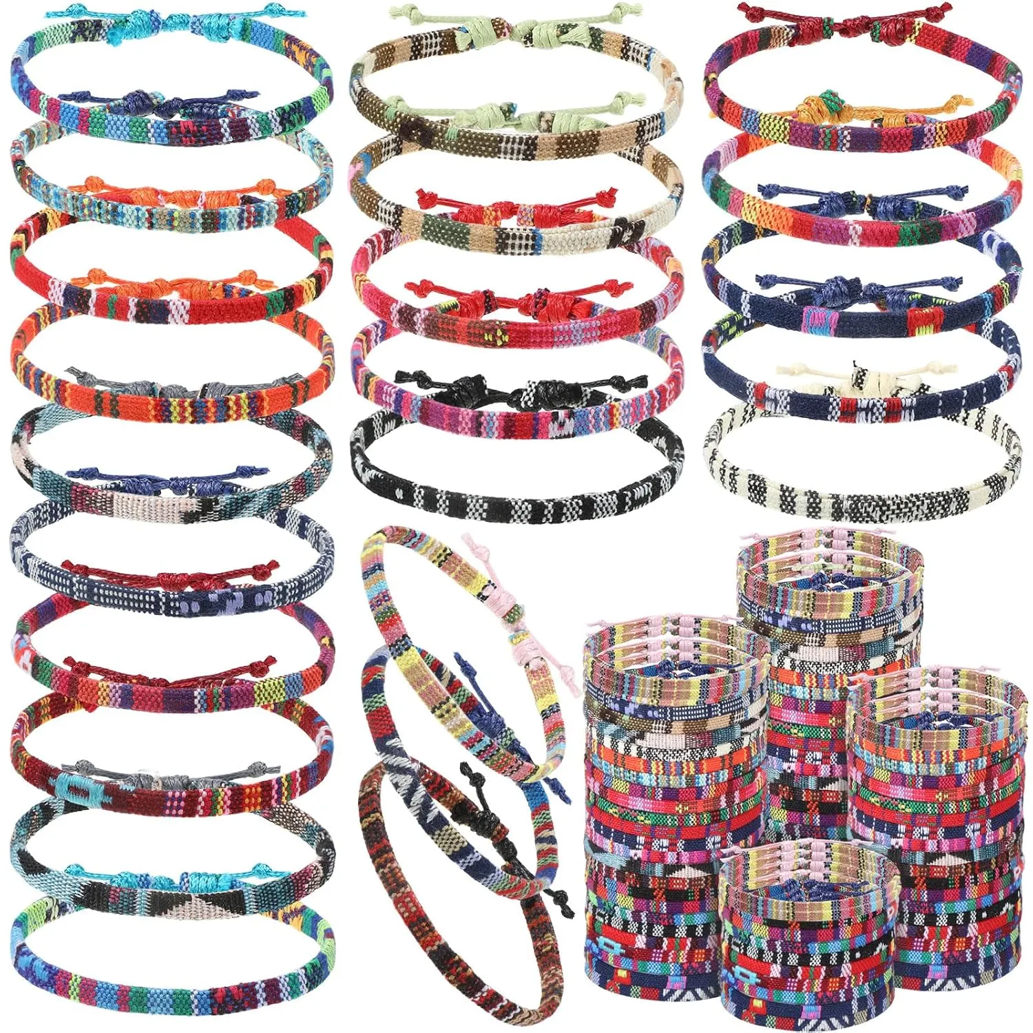 Kigeli 200 Pcs Boho Surfer Bracelets for Men Women Unisex Handmade Braided Bracelet Adjustable Surfer Ankle Waterproof Beach Bracelet String Rope Jewelry for Adults Teen(Mixed Color)