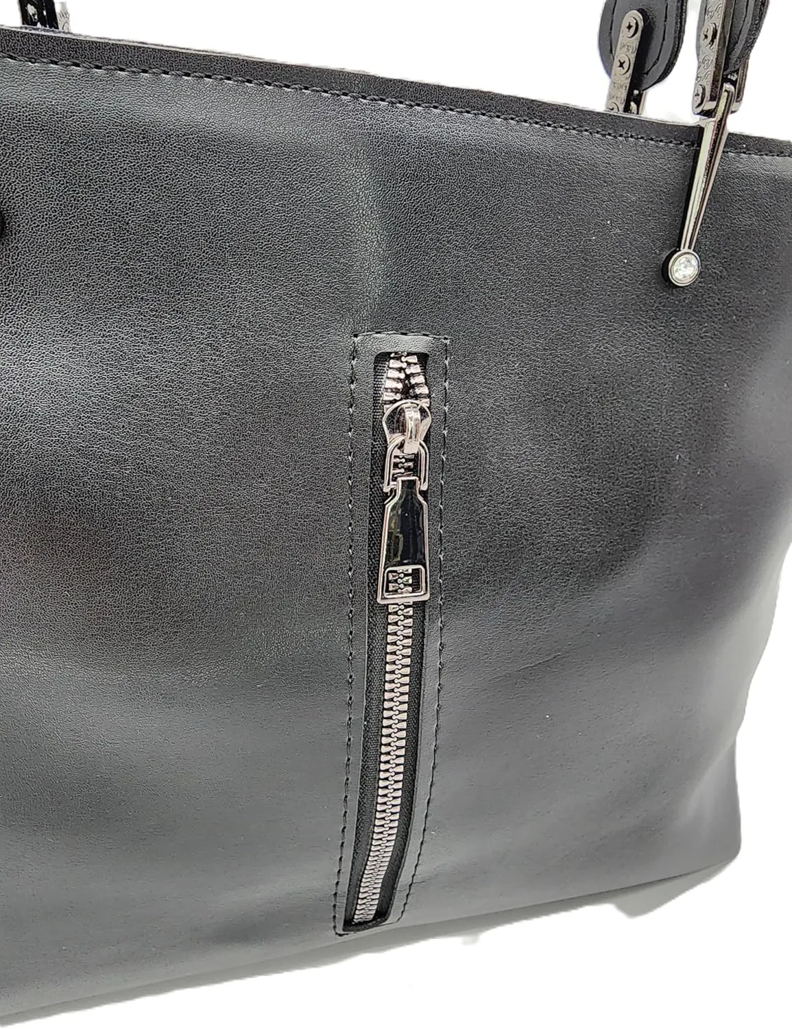 KONDRA Women's Vegan Leather Bag – Dual Compartments, Front Zip – Elegant Tote, Versatile Shoulder Purse,Classic Crossbody