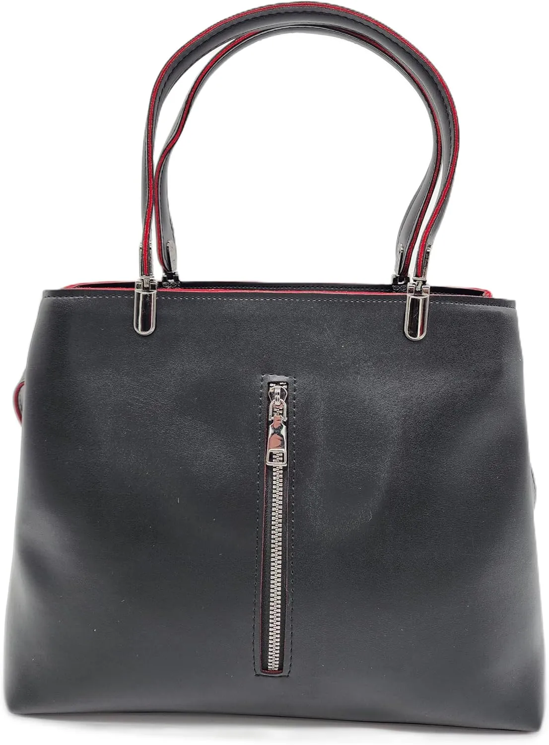 KONDRA Women's Vegan Leather Bag – Dual Compartments, Front Zip – Elegant Tote, Versatile Shoulder Purse,Classic Crossbody