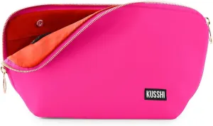 KUSSHI Washable Travel Makeup & Cosmetic Bag - Brush Organizer Sold Separately (Signature, Bubble Gum Pink/Orange)