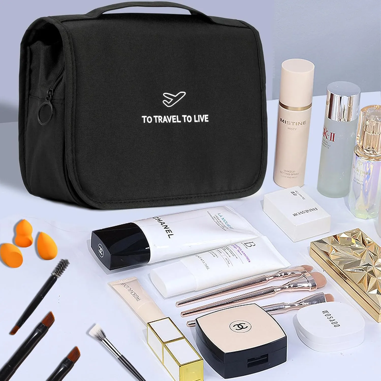 L & FY Portable Toiletry Bag For Men Women, Cosmetic Makeup Organizer Small Shaving Travel Bag,Dopp Kits For Toiletries, Travel Size Essentials(Canvas Black)