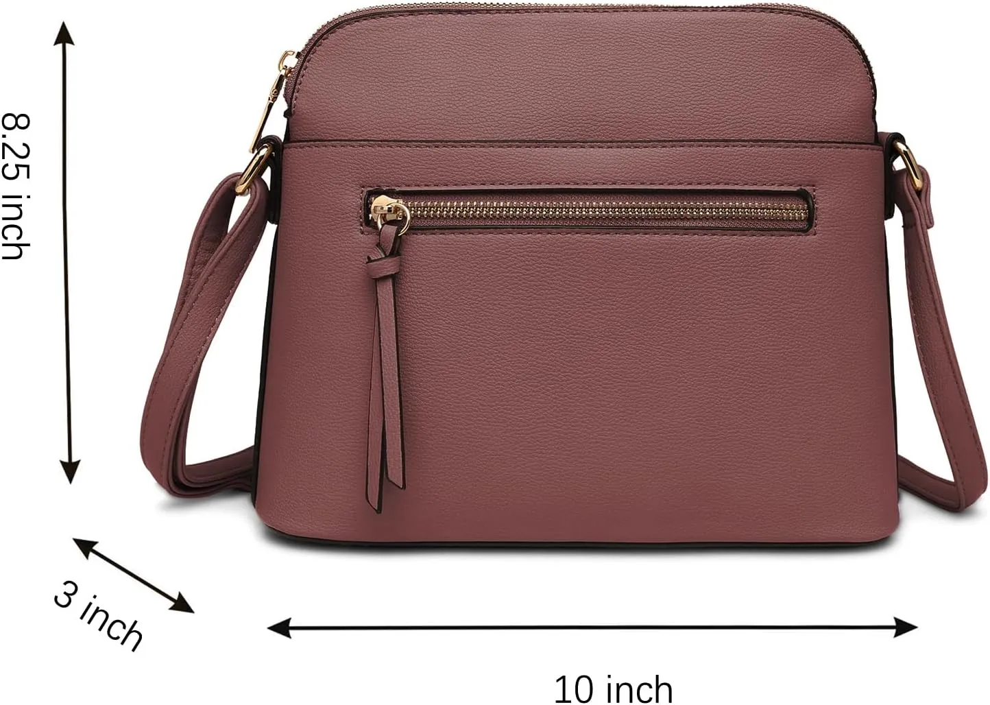 LA TERRE Small Crossbody Bag, Dome Shoulder Bag with Zipper Pocket Adjustable Strap