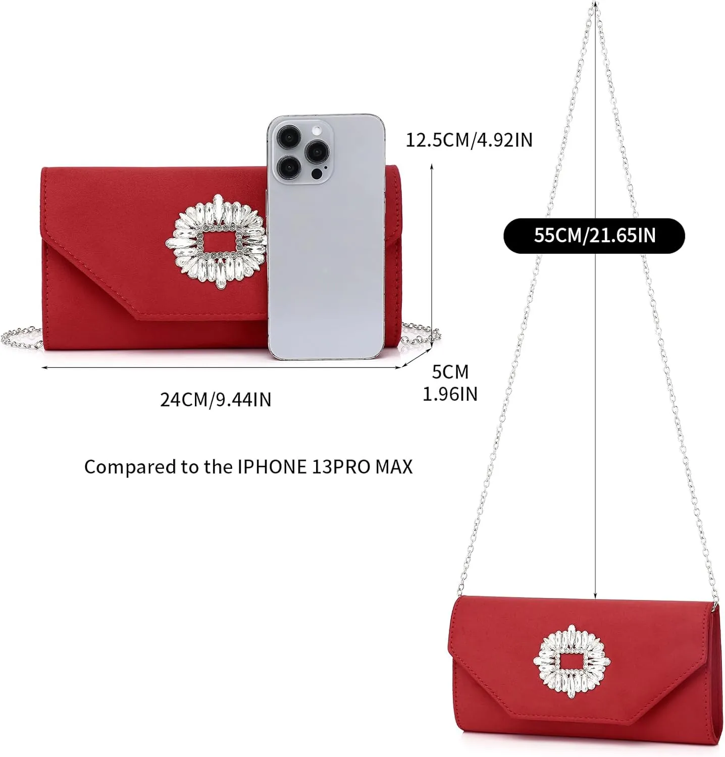 Labair Clutch Purses for Women Evening Wedding Party Cocktail Prom Suede Handbag Crossbody Shoulder Bag