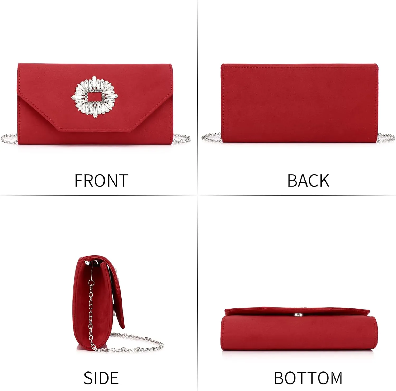 Labair Clutch Purses for Women Evening Wedding Party Cocktail Prom Suede Handbag Crossbody Shoulder Bag