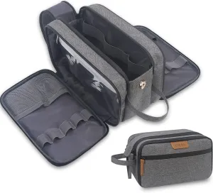 Lacdo Toiletry Bag for Men, Travel Toiletry Organizer Dopp Kit Water-Resistant Large Shaving Bag for Toiletries Accessories Cosmetic Bags, Gray